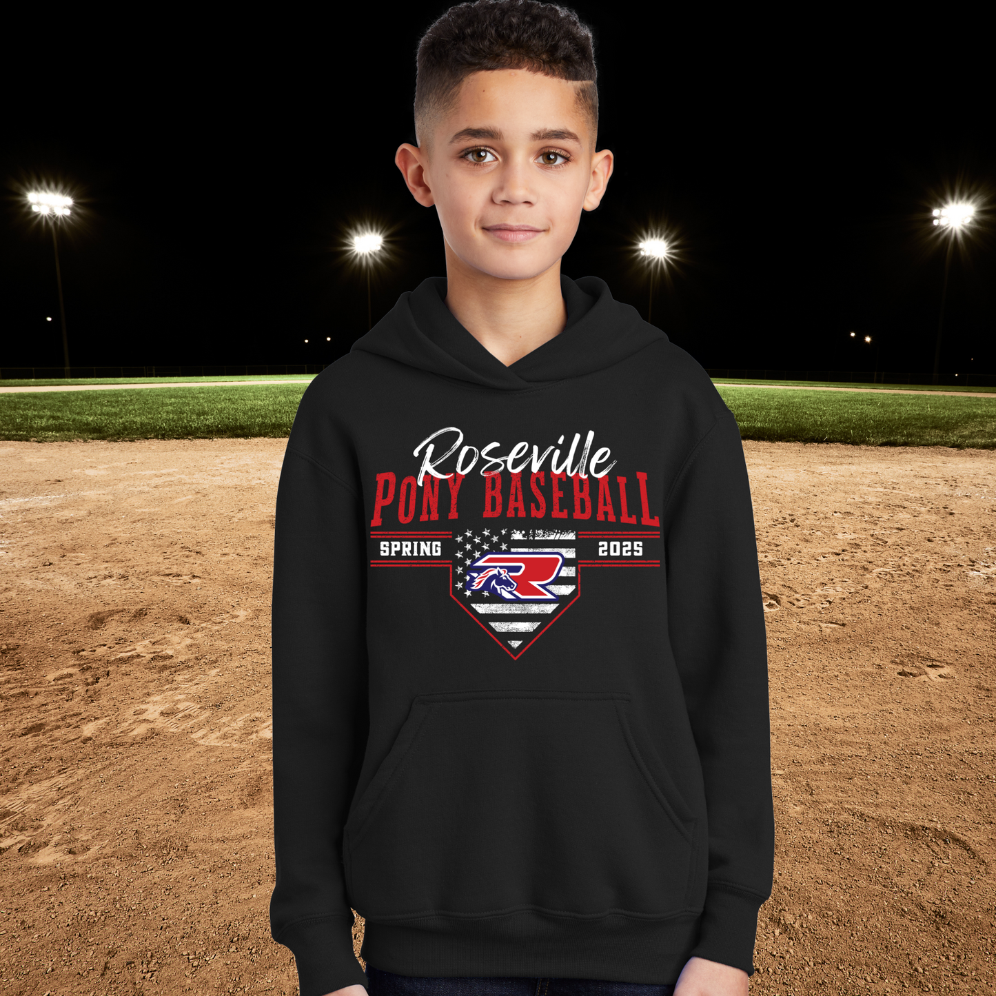 Roseville Pony Baseball 2025 Hoodie- Practice