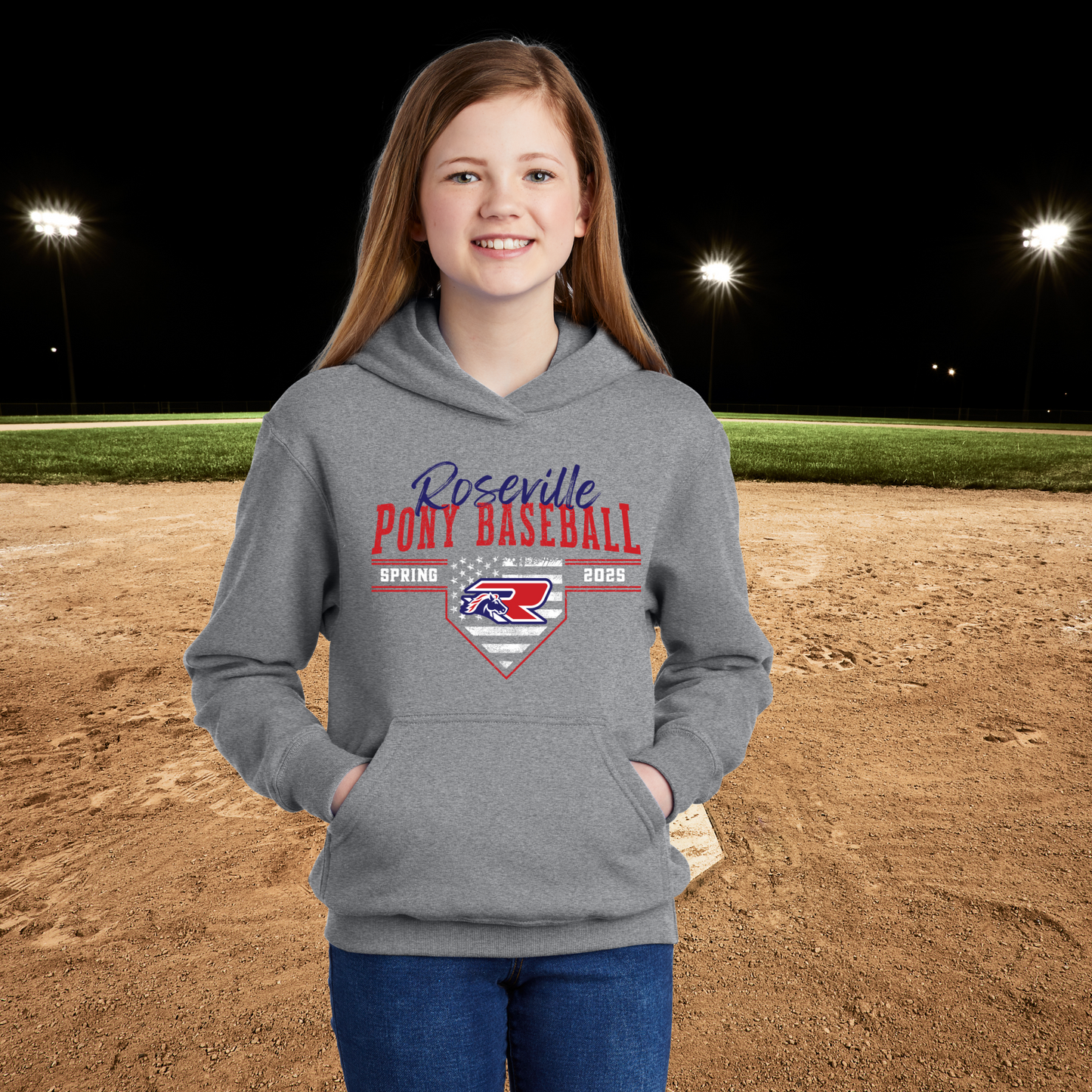 Roseville Pony Baseball 2025 Hoodie- Practice