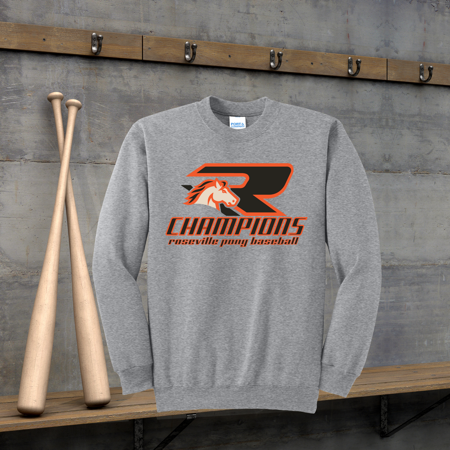 Roseville Pony Baseball Adult/Youth Hoodie-Champions 2025 Black