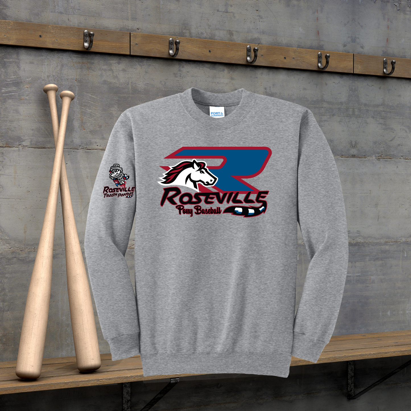 Roseville Pony Baseball Adult/Youth Hoodie-Trash Pandas R
