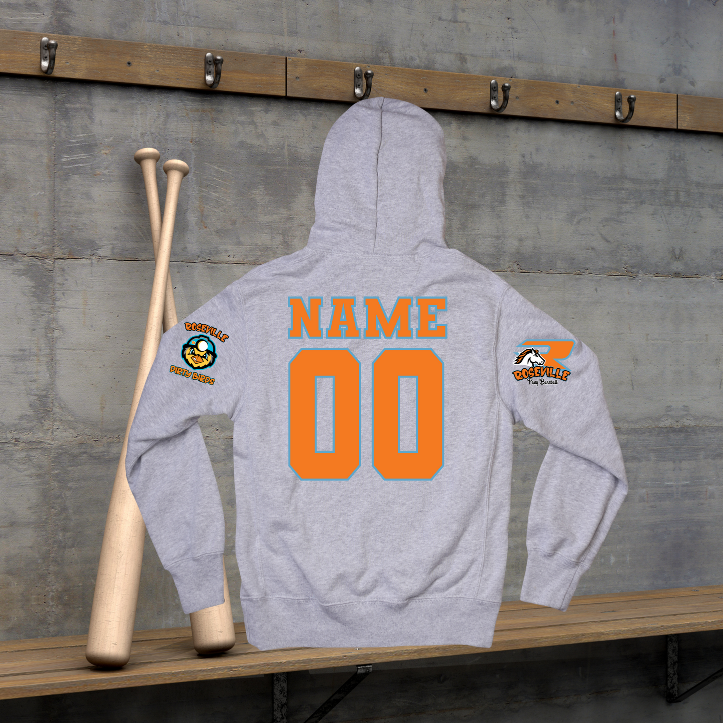 Roseville Pony Baseball Adult/Youth Hoodie-Dirty Birds R