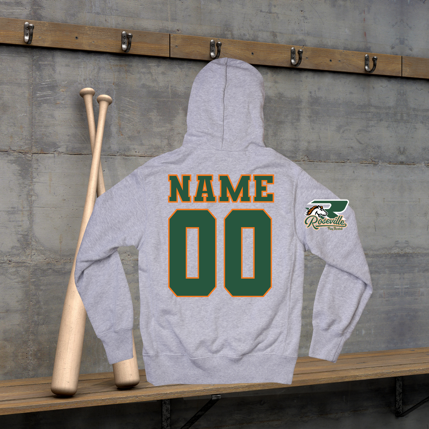 Roseville Pony Baseball Adult/Youth Hoodie-Grasshoppers