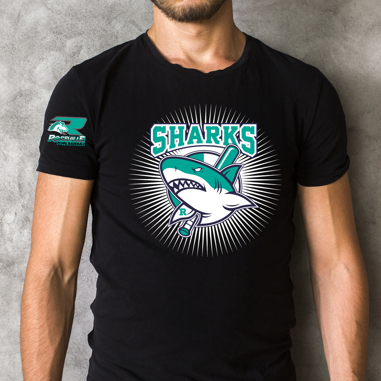 Roseville Pony Sharks Swag - Adult -Soft Style Tee