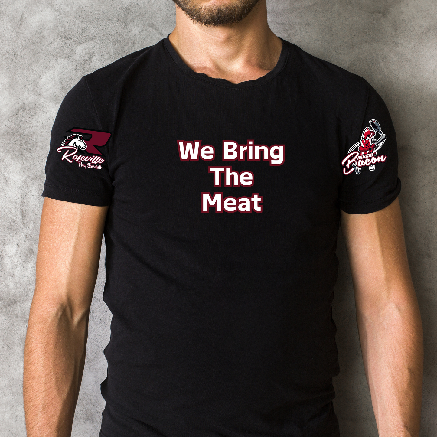 Roseville Pony Baseball Tees and Tanks-Adult and Youth- Makin Bacon -bring the meat