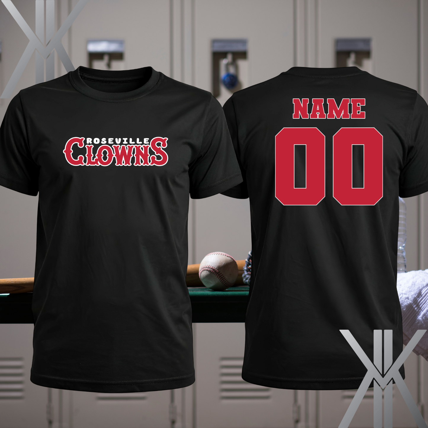 Roseville Pony Baseball Tees and Tanks-Adult and Youth- clowns