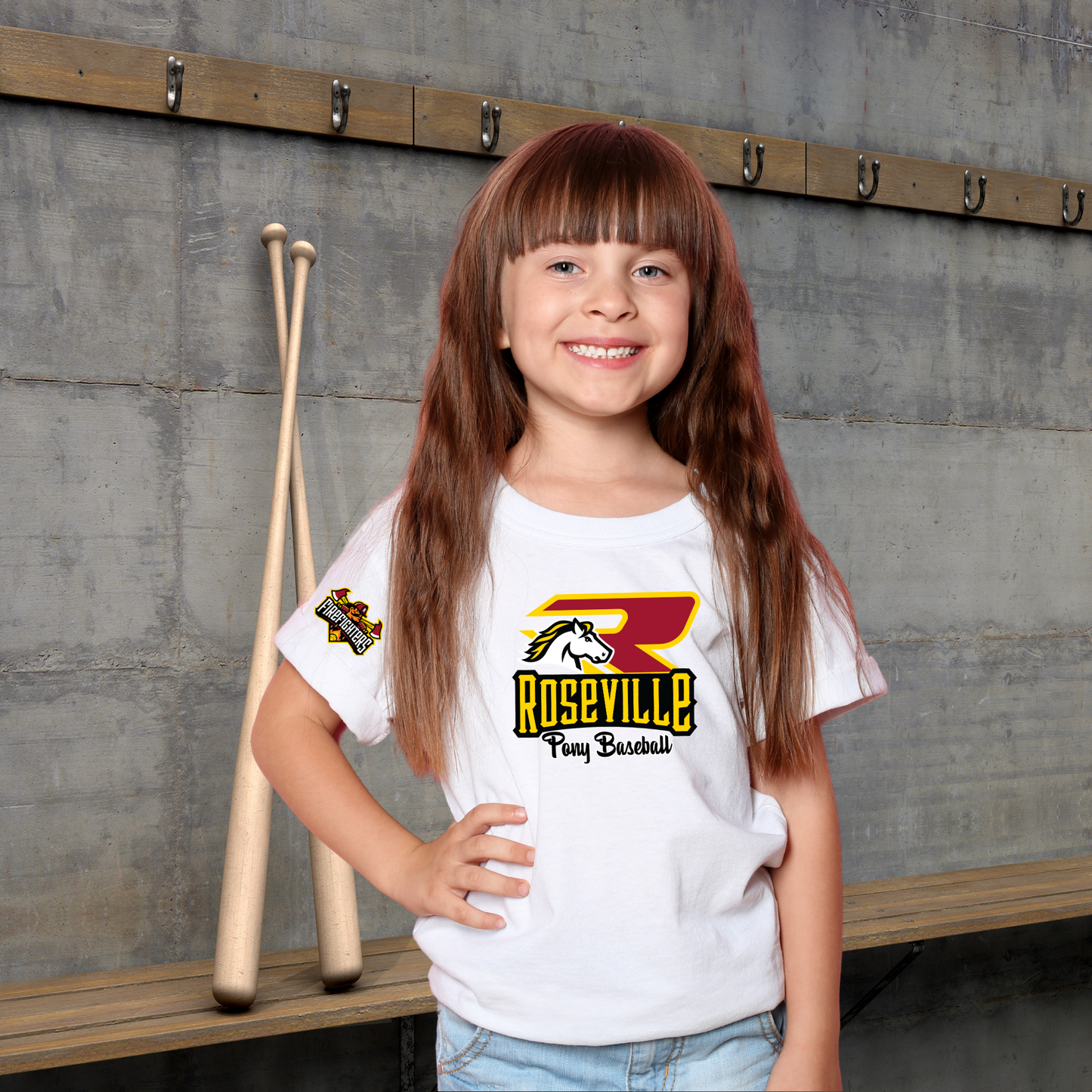Roseville Pony Baseball Tees and Tanks-Adult and Youth- R Fire Fighters
