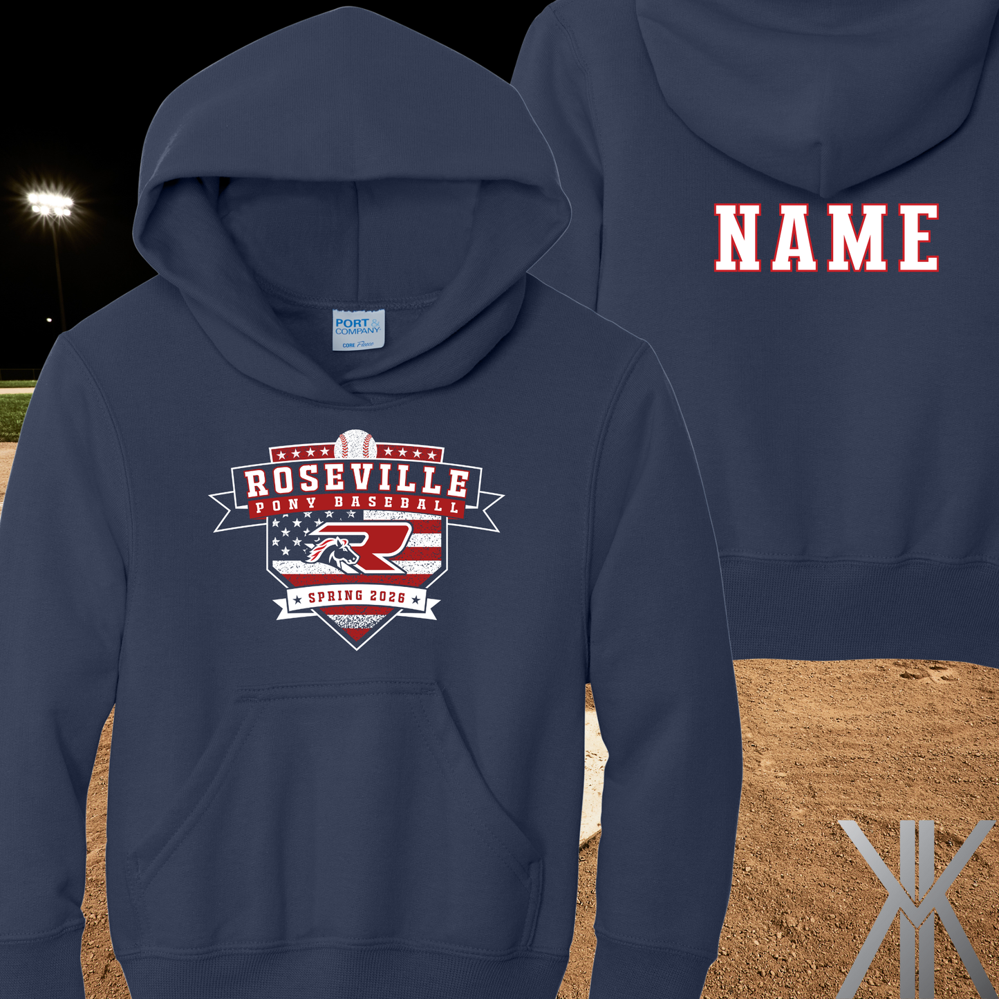 Roseville Pony Baseball 2026 Hoodie- Practice