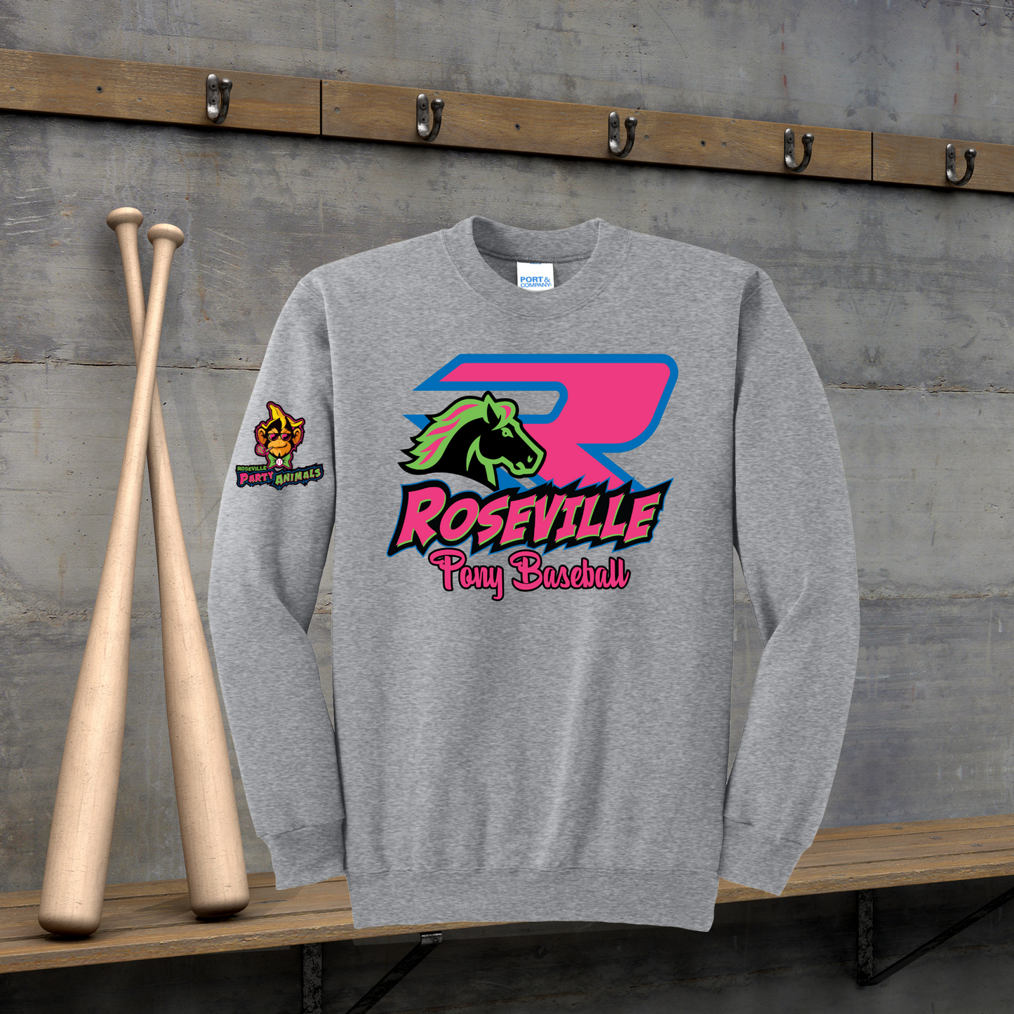 Roseville Pony Baseball Adult/Youth Hoodie-Party Animals R