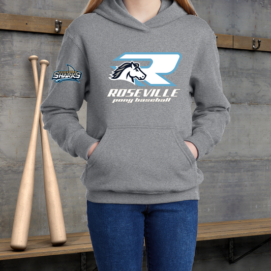 Roseville Pony Baseball Adult/Youth Hoodie-Sharks R