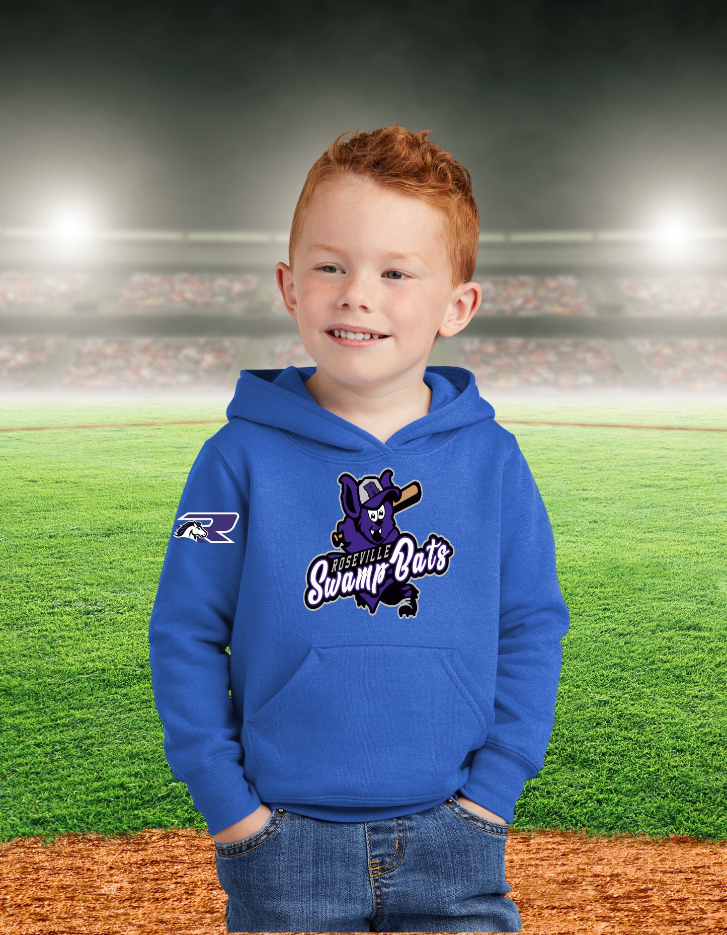 Roseville Pony Baseball Youth & Toddler Fleece Pullover - Swamp Bats