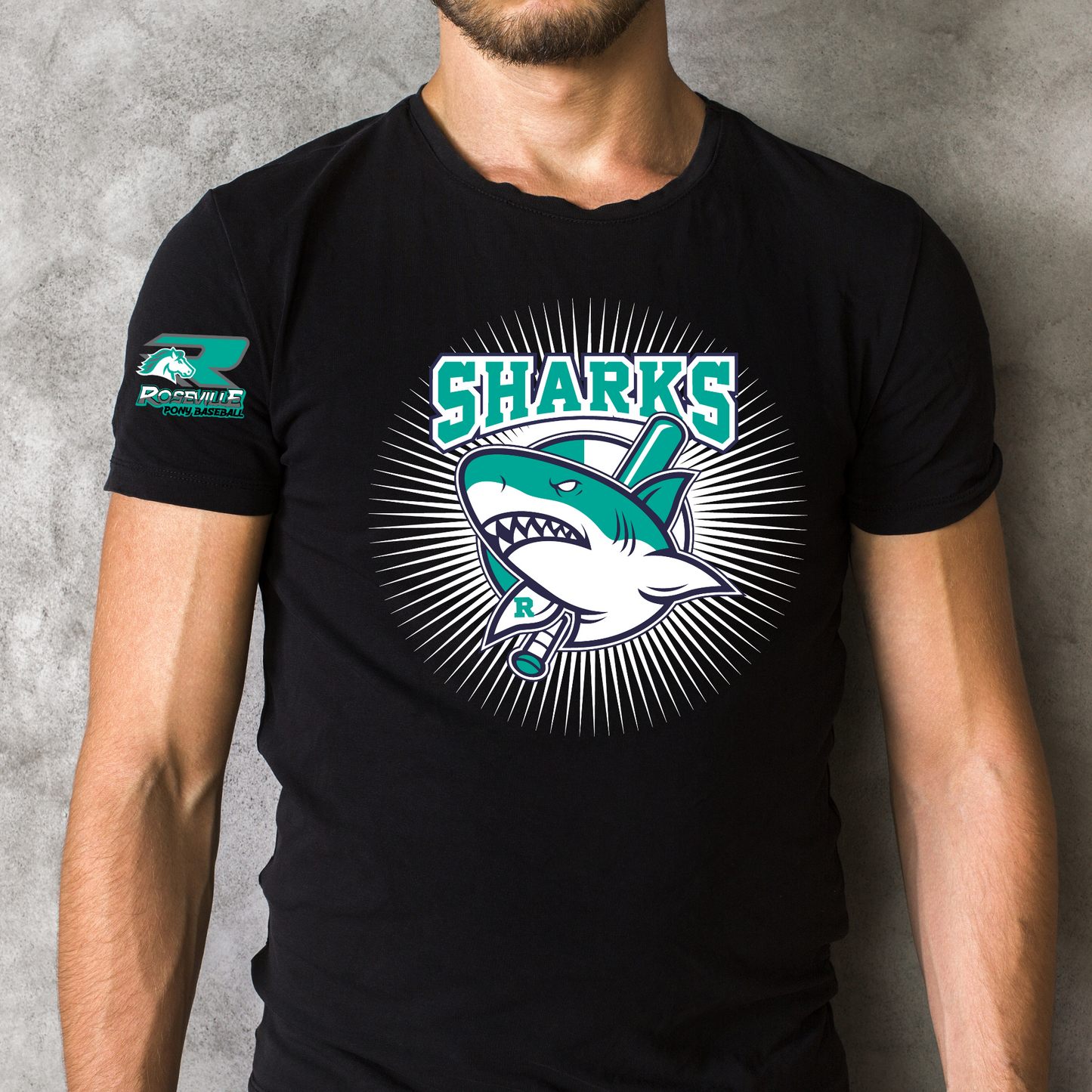 Roseville Pony Sharks  Swag - Adult -Soft Style Tee