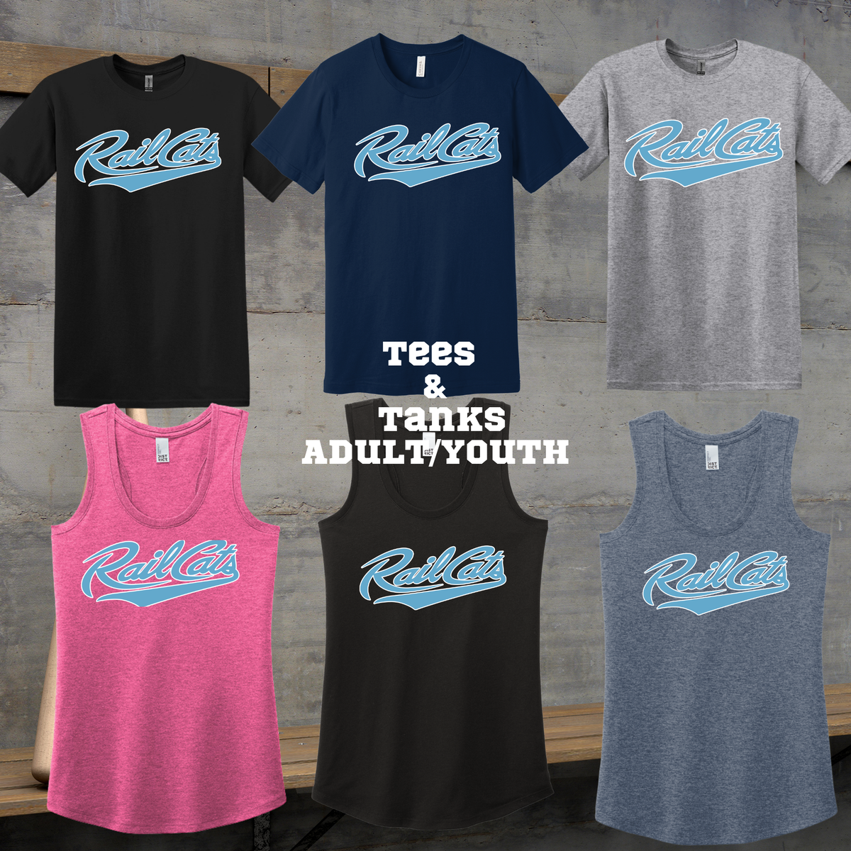 Rail Cats 2026- Adult/Youth -Tees/Tanks-RSPB- Baby blue/white