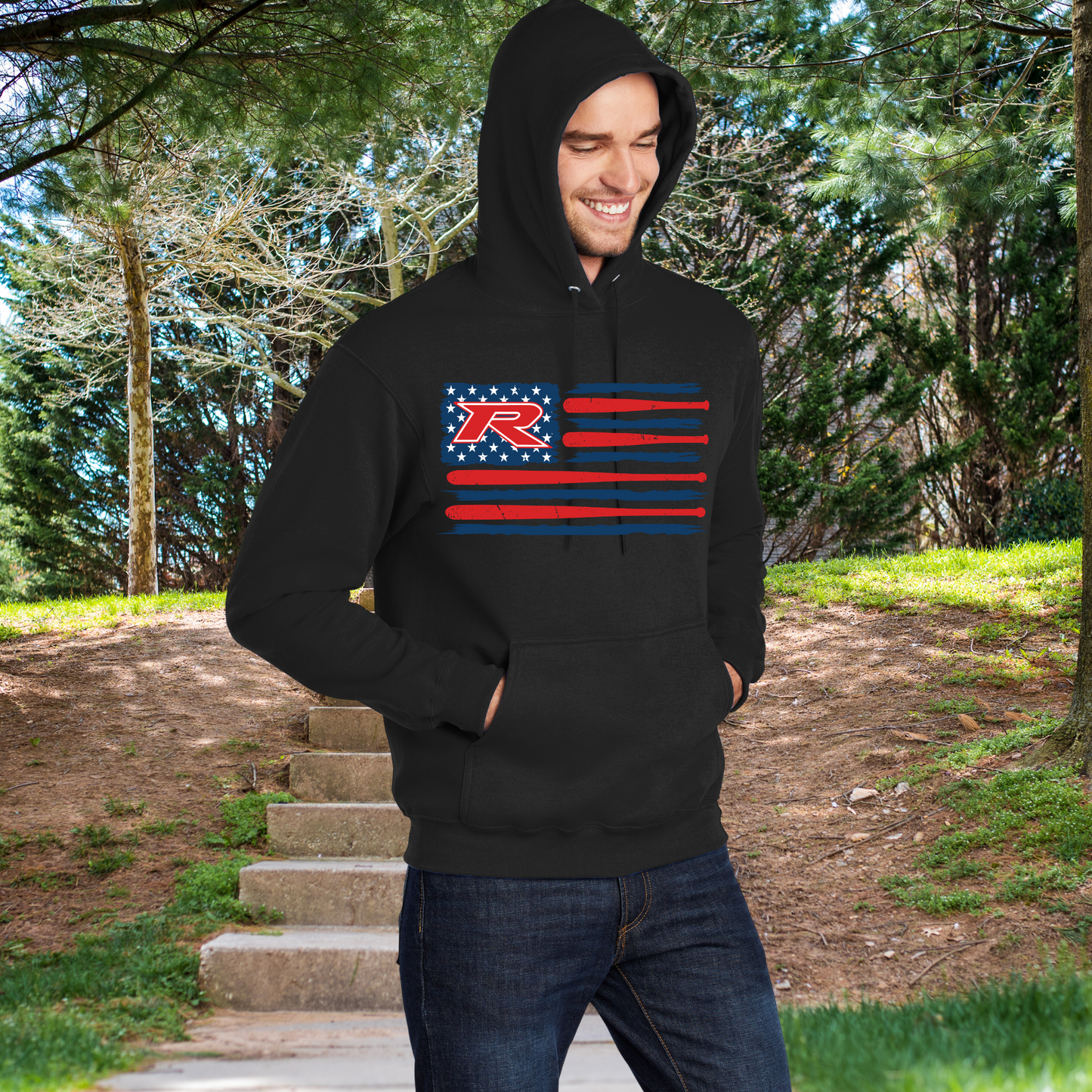 Rocklin Pony Baseball Hoodie- flag