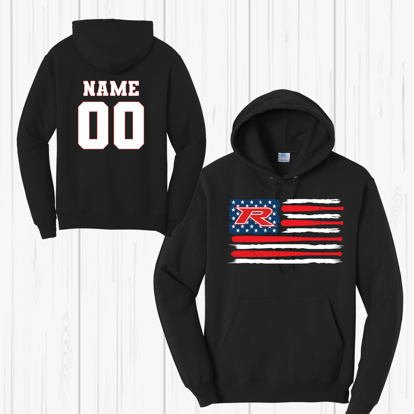 Rocklin Pony Baseball Hoodie- flag