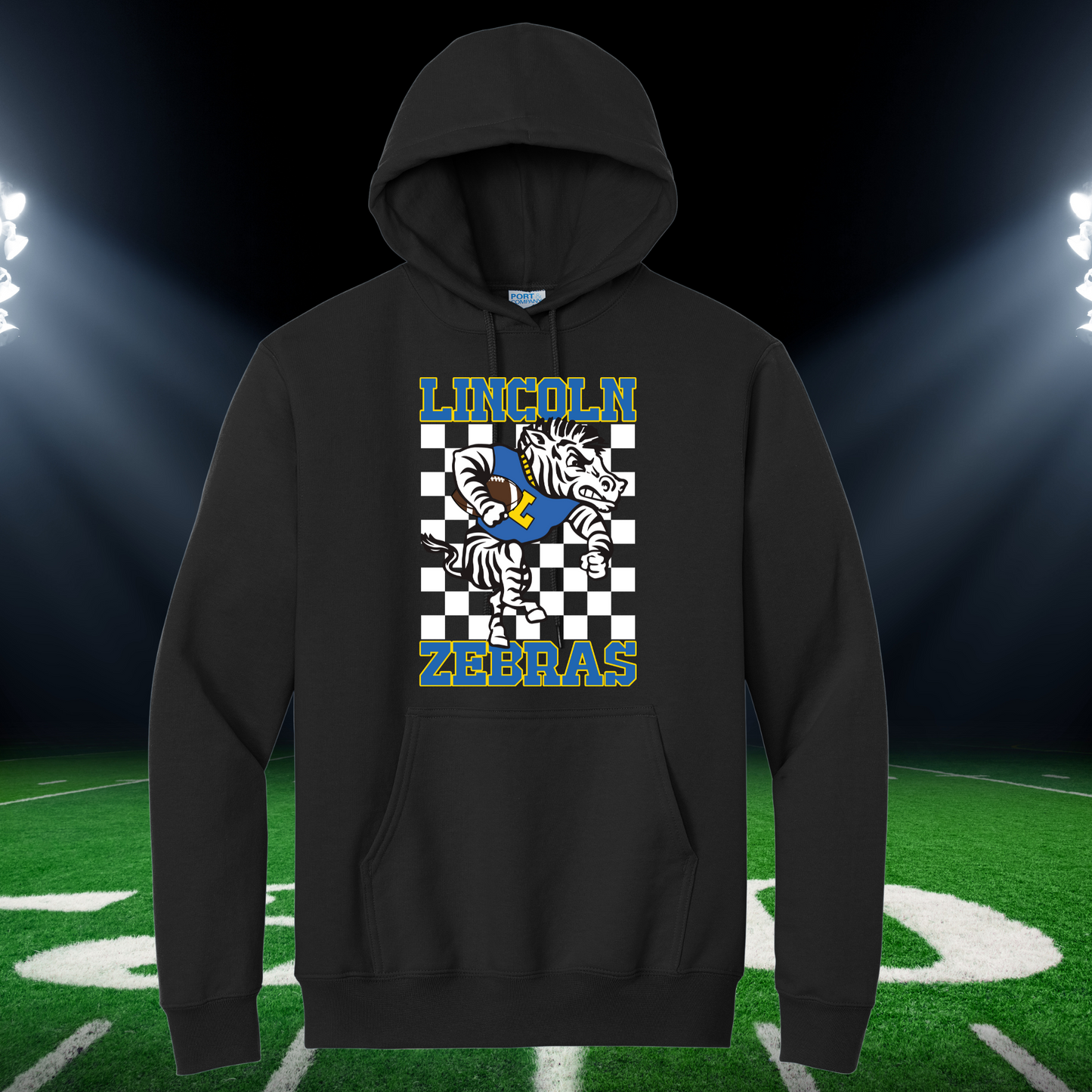 Lincoln Zebra Football Hoodie/Crew-Adult and Youth-Zebras