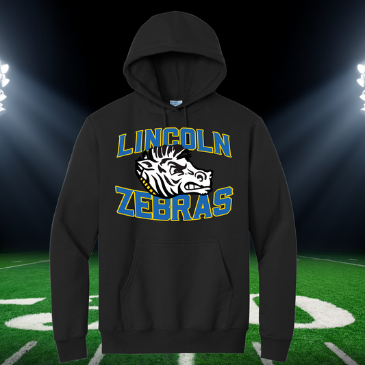 Lincoln Zebra Football Hoodie/Crew-Adult and Youth-Zebra Head