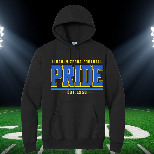 Lincoln Zebra Football Hoodie/Crew-Adult and Youth- pride