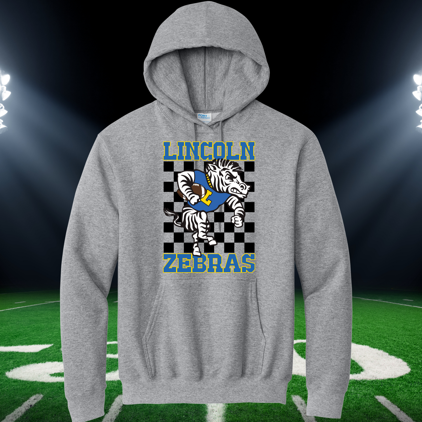Lincoln Zebra Football Hoodie/Crew-Adult and Youth-Zebras
