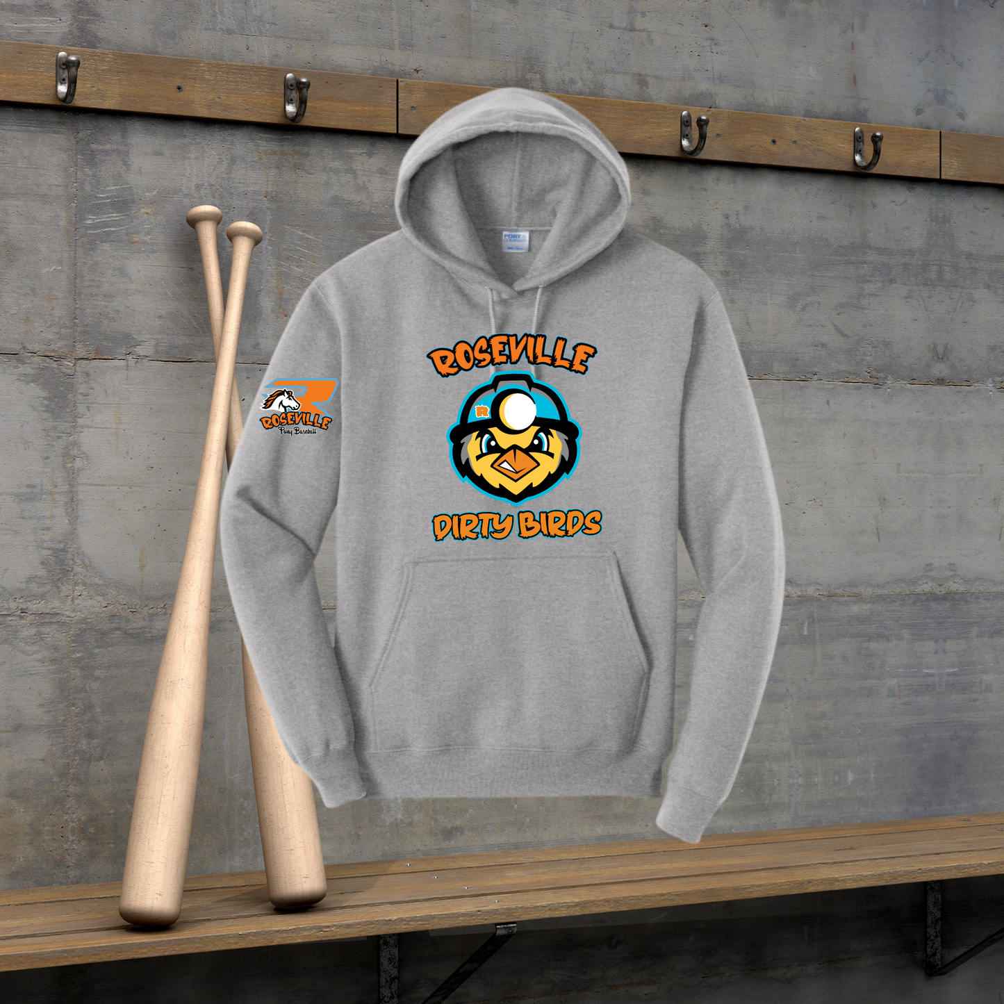 Roseville Pony Baseball Adult Fleece Pullover - Dirty Birds