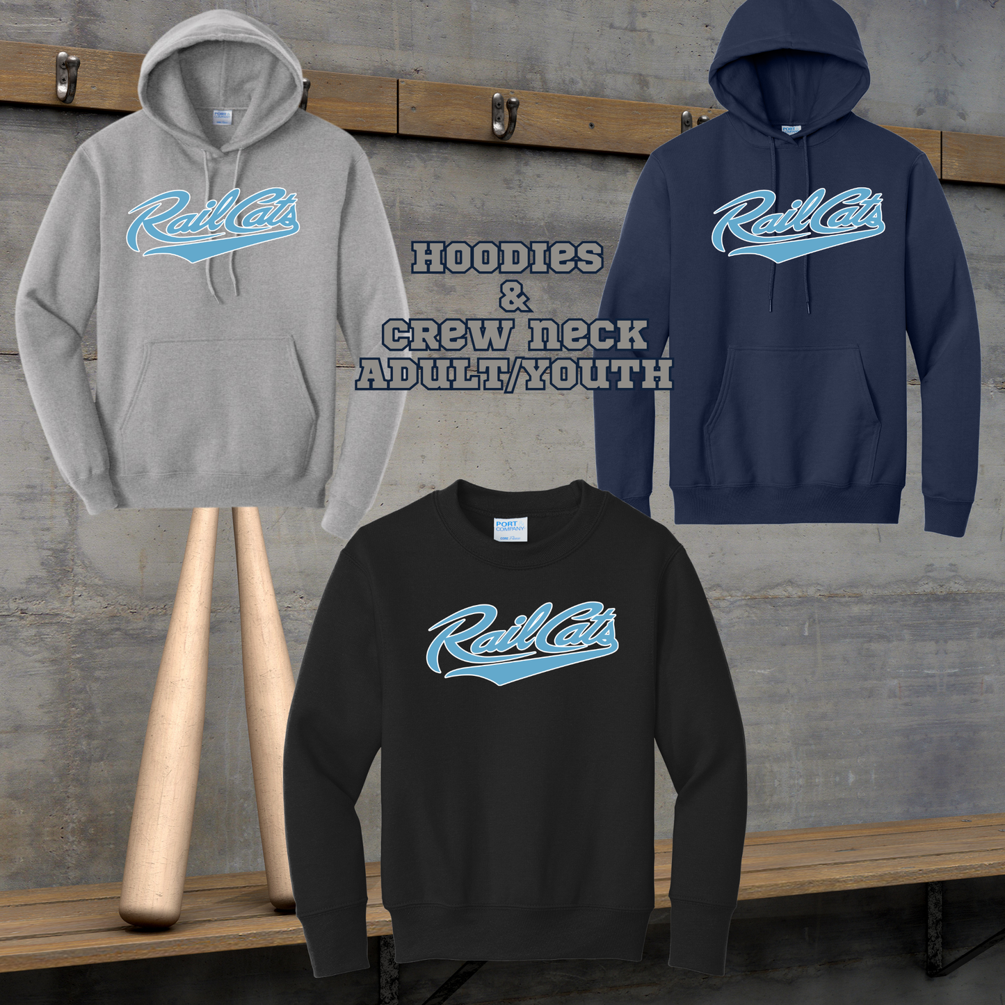 Rail Cats Adult/Youth Hoodie-RSPB baby blue/white