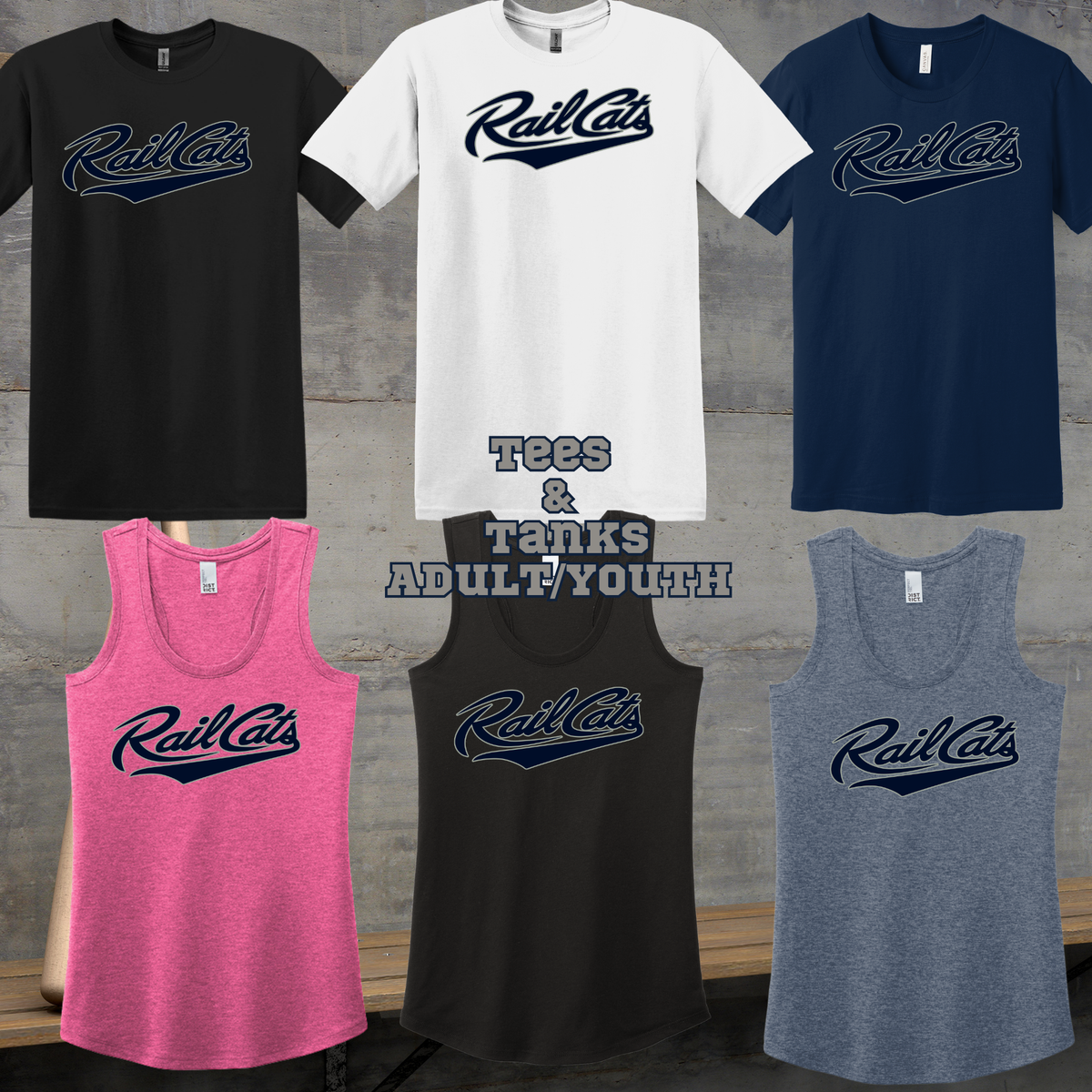 Rail Cats 2026- Adult/Youth -Tees/Tanks-RSPB- Navy/Silver