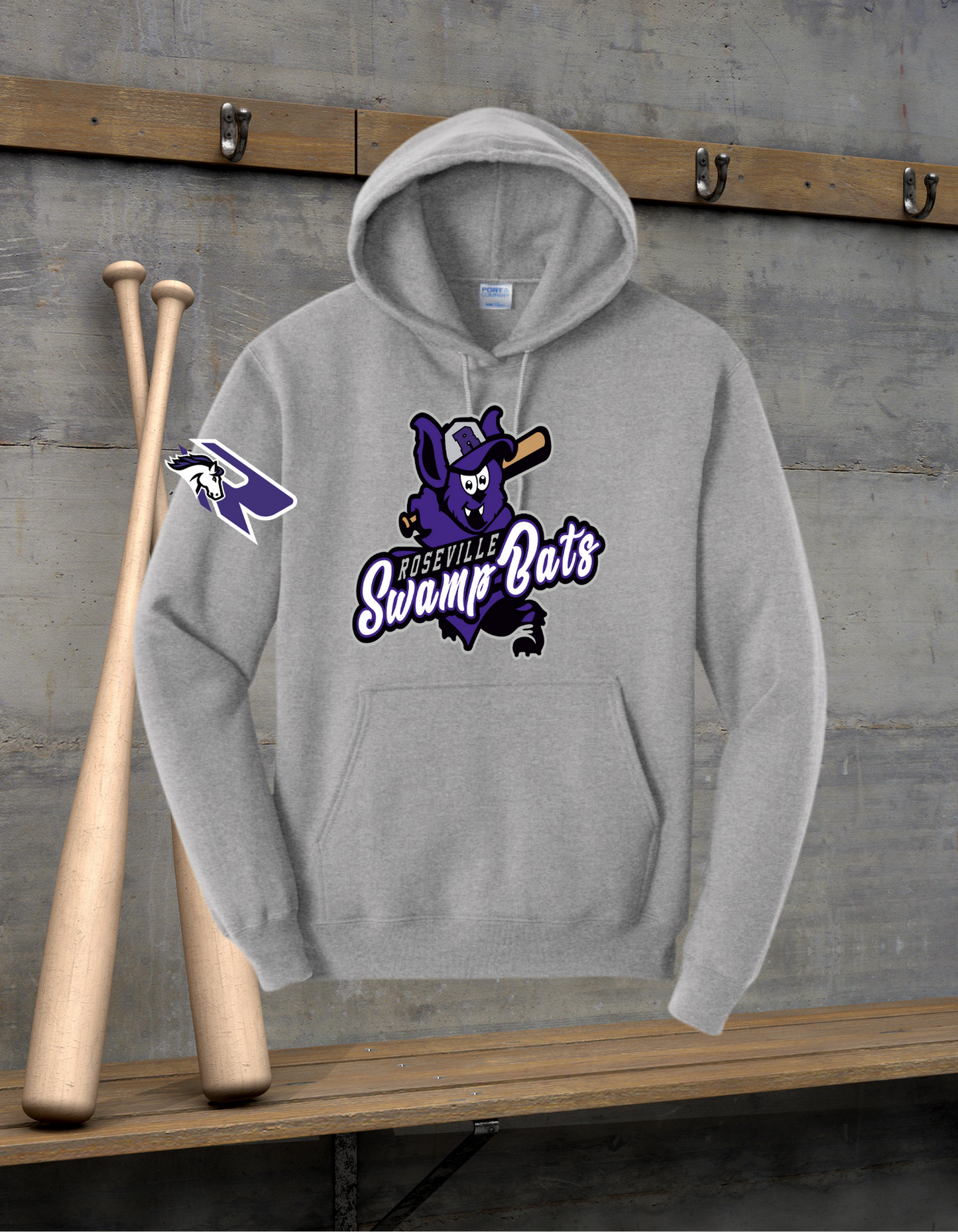 Roseville Pony Baseball Adult Fleece Pullover - Swamp Bats