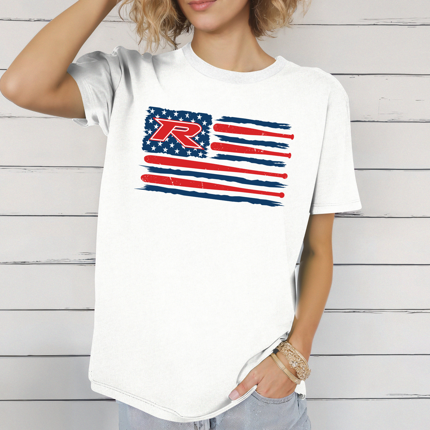 Rocklin Pony Baseball Tees and Tanks-Flag