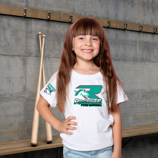 Roseville Pony Baseball - sharks - Youth & Toddler Core Cotton Tee