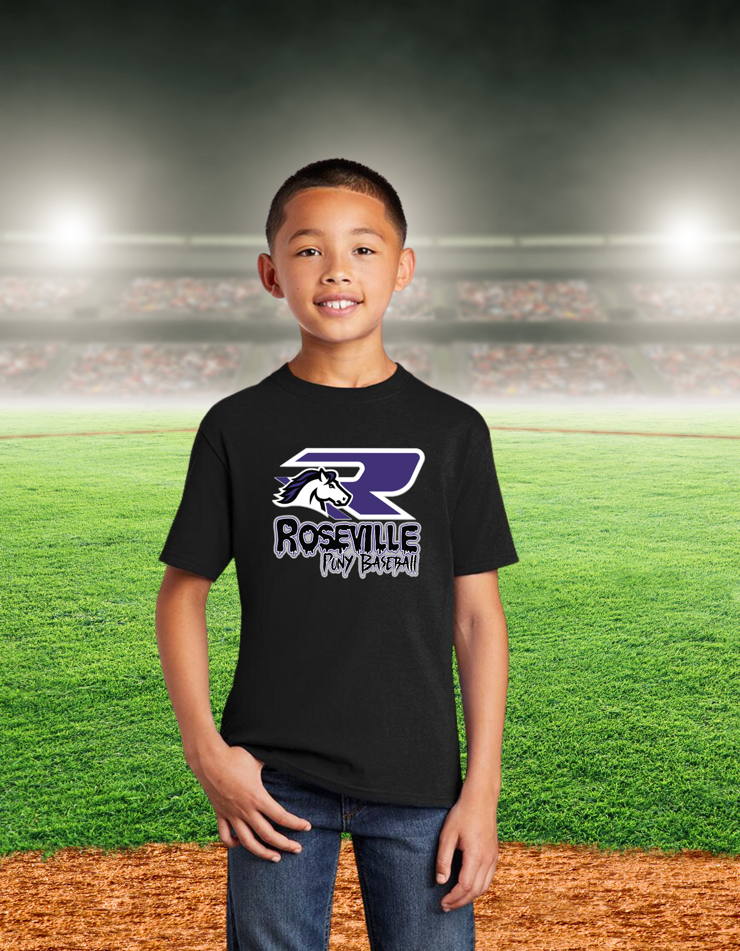 Roseville Pony Baseball - Team Swamp Bats- Youth & Toddler Core Cotton Tee